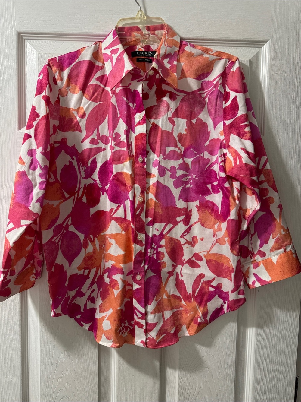 Ralph Lauren Pink and Orange Floral Button-Down Shirt